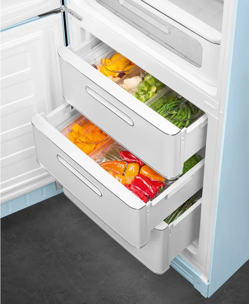 SMEG FAB32LPB6 Отдельностоящий двухдверный холодильник, стиль 50-х годов, 60 см, голубой, No-frost, 